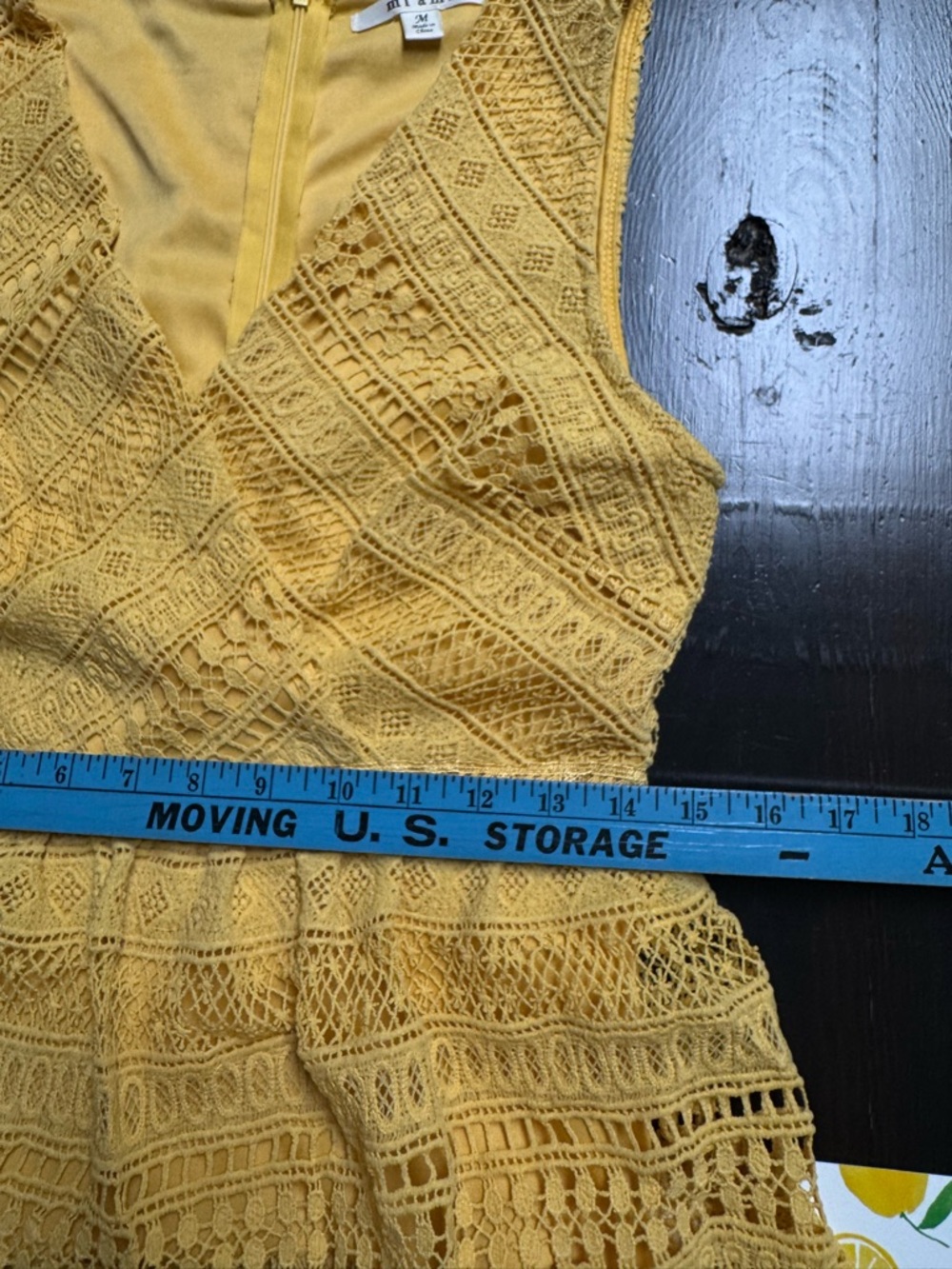 miami Yellow Crochet V-Neck Tiered Mini Dress - Picture 8 of 10